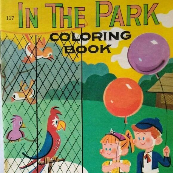 Big Little Book In The Park Coloring Book Saalfield 117 Zoo Animals NOS Unused - Picture 1 of 8